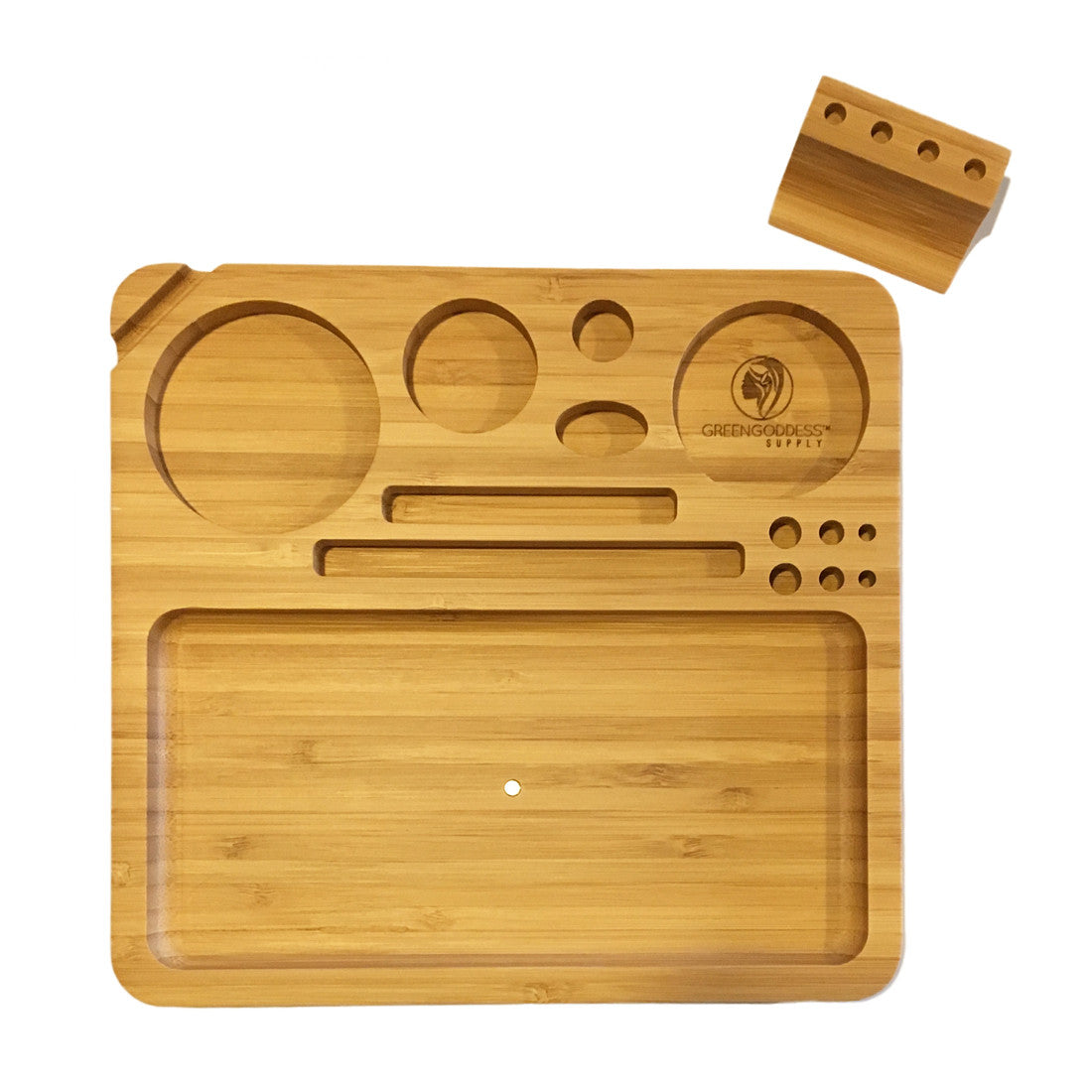 Bamboo Rolling Tray W/ Magnetized Rolling Jig (8.5 X 8)