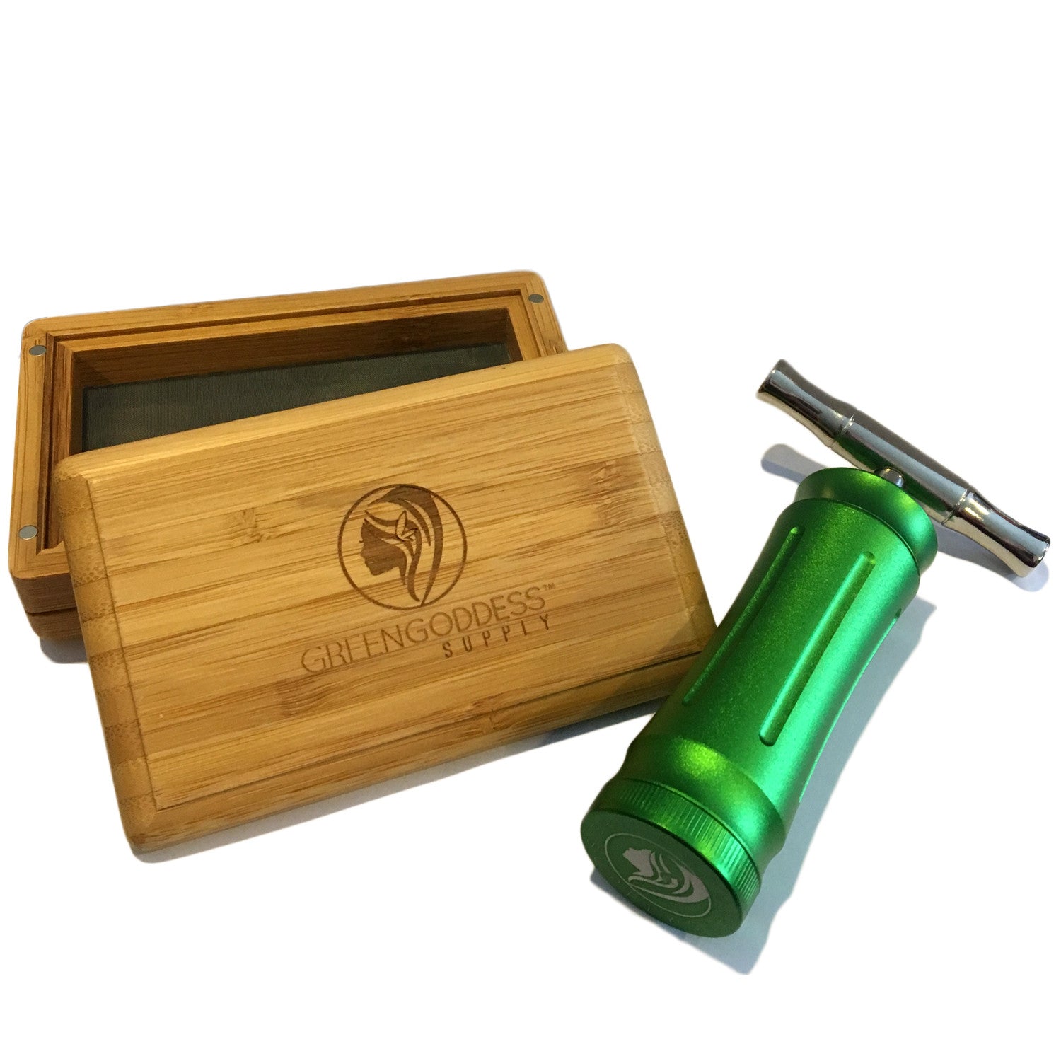 Mini Bamboo Sifter Box and Pollen Press (bundle)